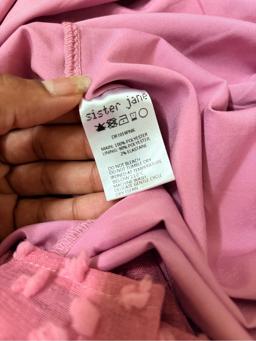 Sister Jane Bando "Likely Lady" textured pink midi dress featuring tiered bow M - Picture 5 of 6